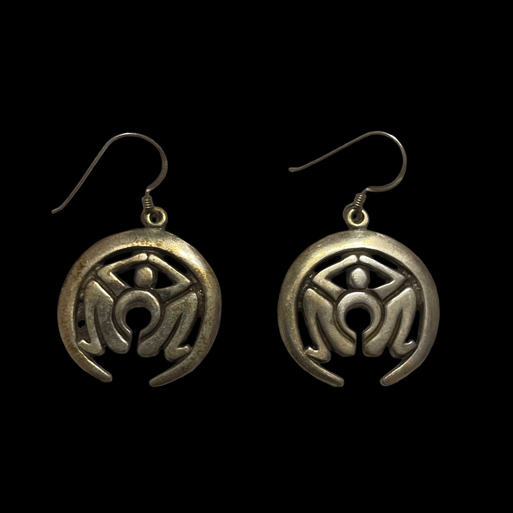 Jane Iris Designs Signed Sterling Silver 925 Vintage Lady Dangle Drop Earrings